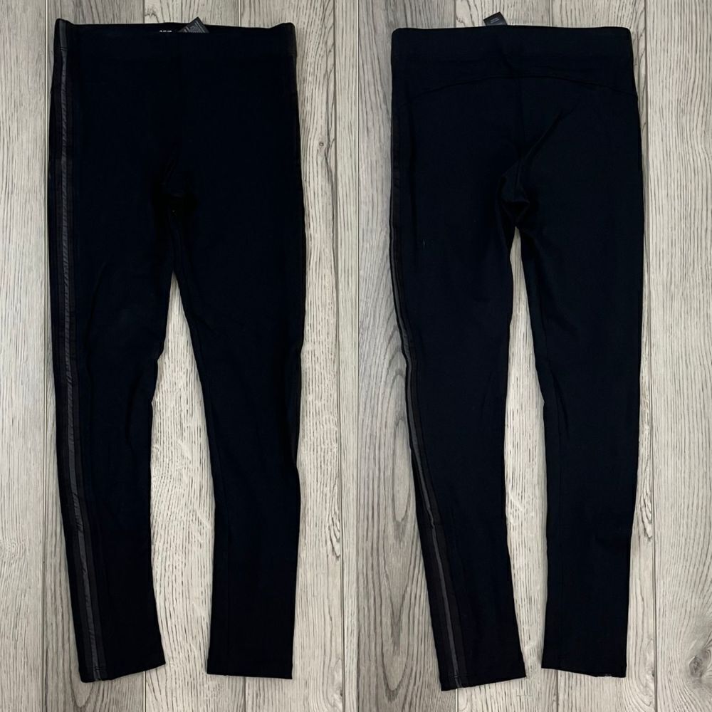 David Lerner Womens Size M Black Pull On Faux Leather Piping Leggings Pants